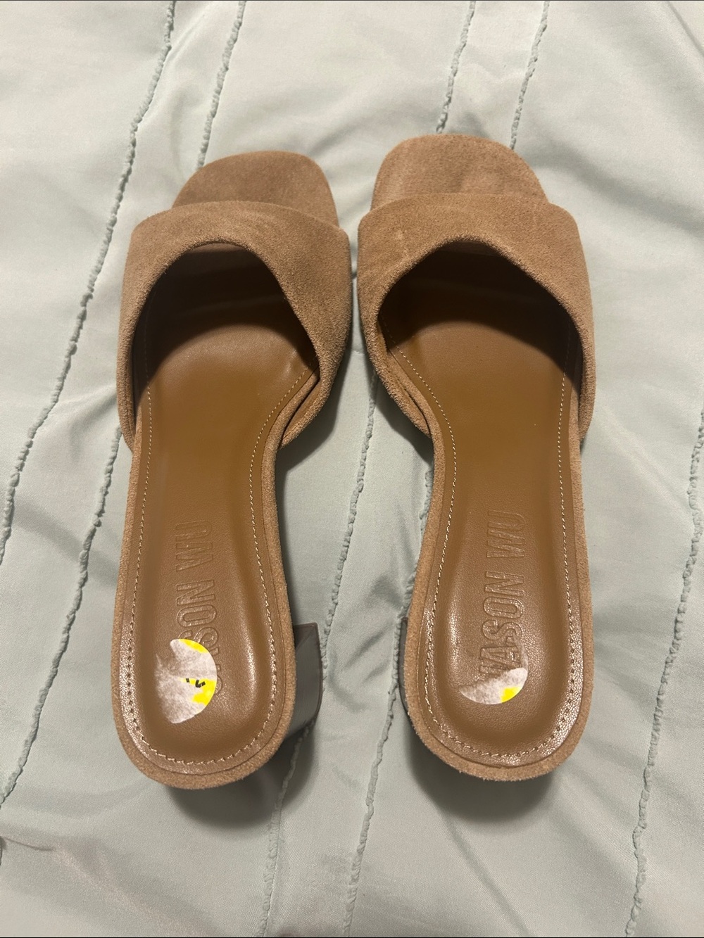 Jason Wu Tan Suede Open-Toe Slide Mules